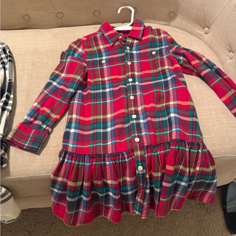 Girls Ralph Lauren Red Plaid Button-Front Shirt Dress